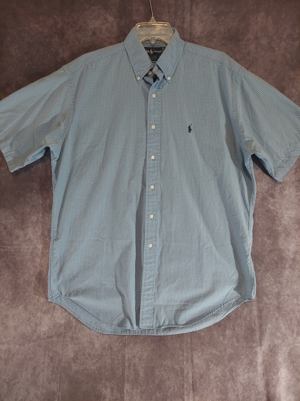 Ralph Lauren Blaire Men’s Medium Short Sleeve Button Down Shirt Blue Check VGC